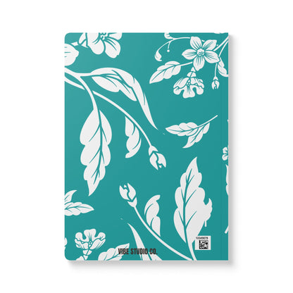 Deep Aqua Floral A5 Lined Journal Coordinated Collection