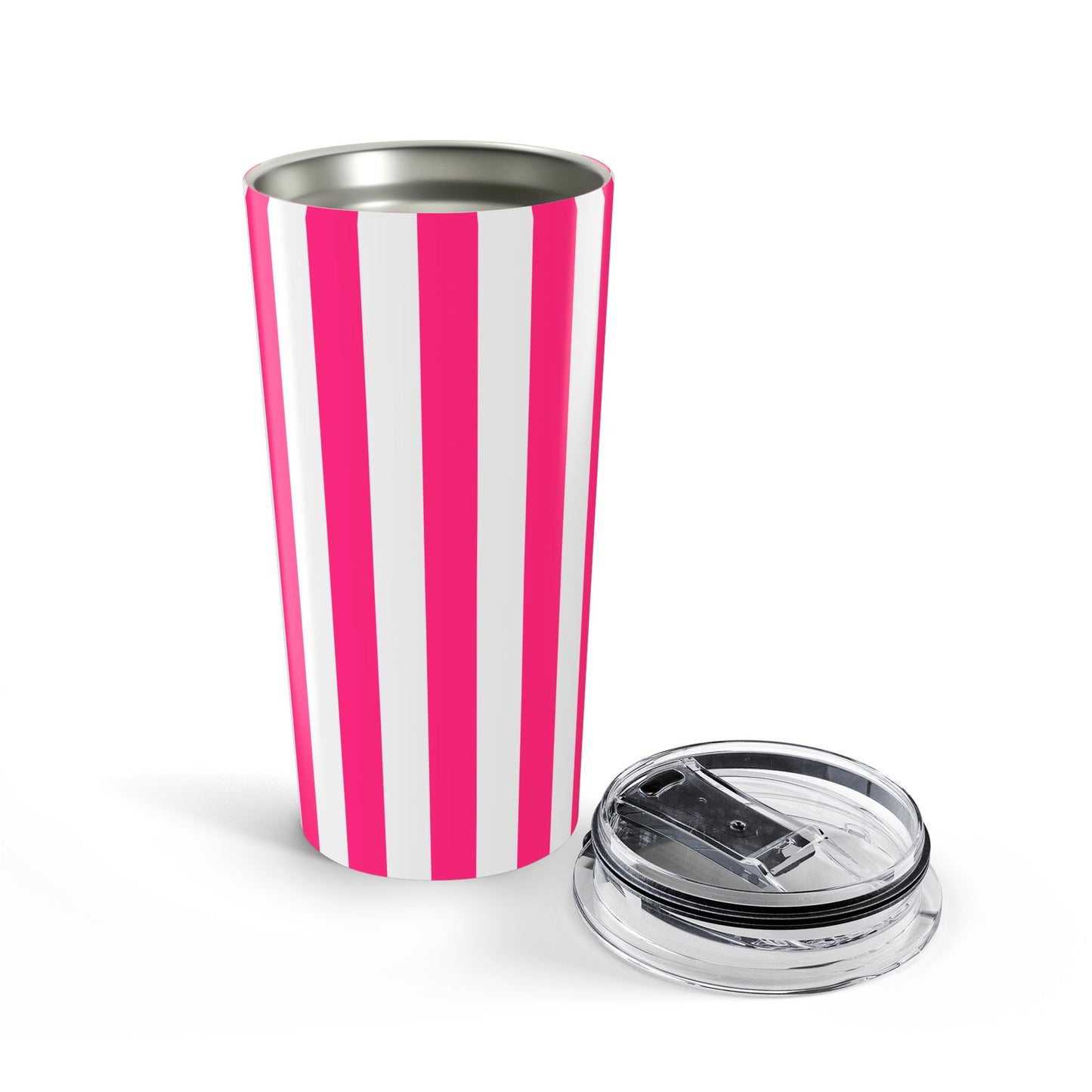 Pink Stripe 20 oz Tumbler Pink and White Striped Travel Mug Modern Drinkware