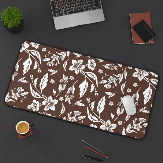 Chocolate Brown Floral Desk Pad (12x18, 12x22 or 16x32)