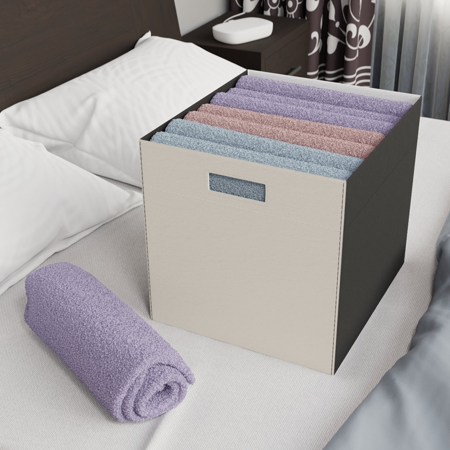 Latte Cream Felt Storage Box Foldable Organizer Bin Home Storage Basket