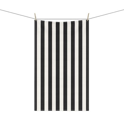 Black Stripe Cotton Twill Tea Towel 18 x 30