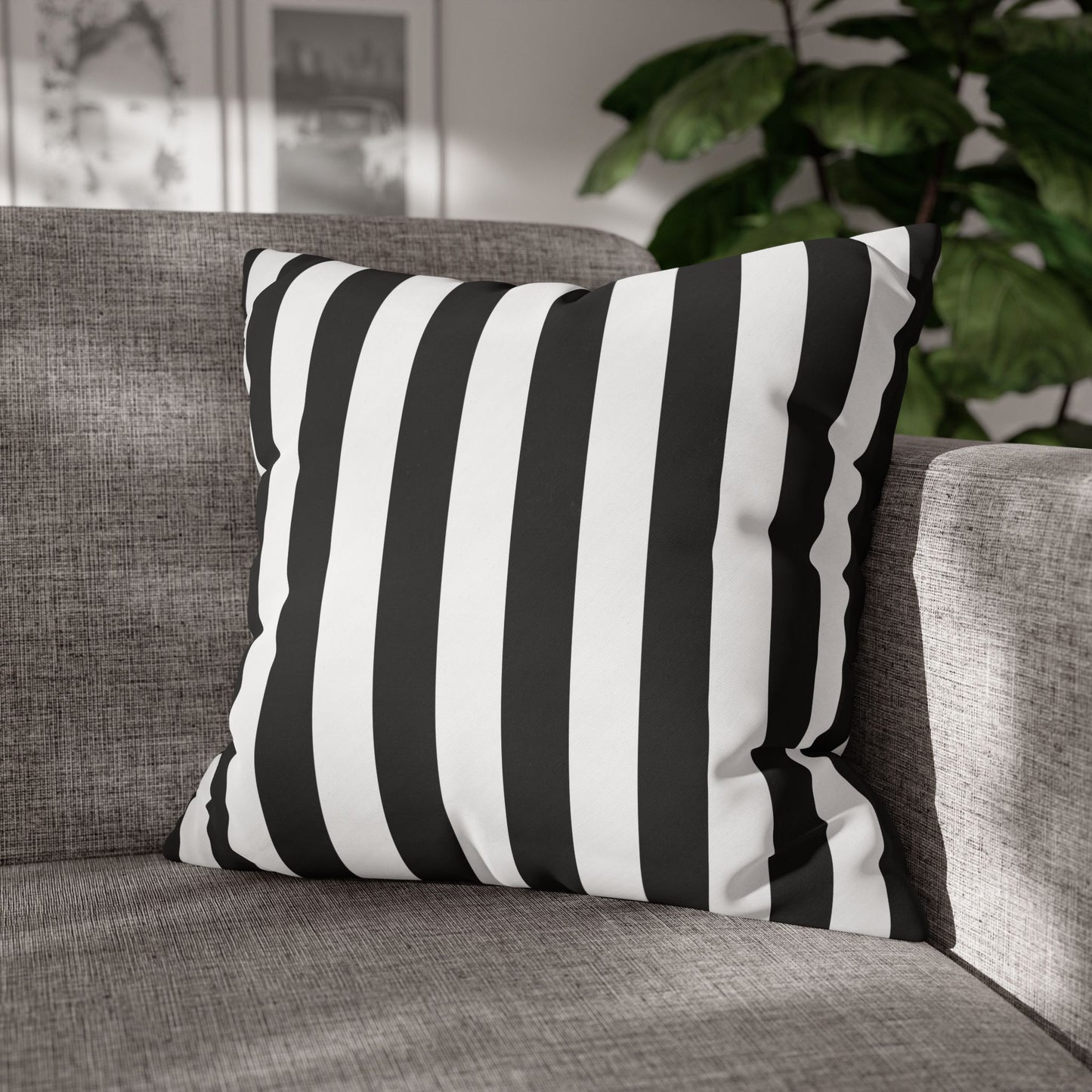 Black Stripe Canvas Pillow Cover 20x20