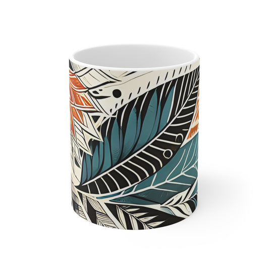 Botanical Leaves Blue Mug
