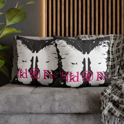 Wild and Free Butterfly Black Canvas Pillow Cover 20x20