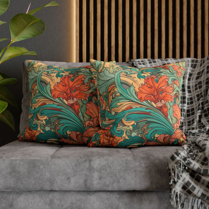 Coral Flourish Canvas Pillow Cover 20x20