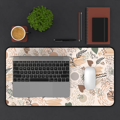Neutral Flow Desk Mat Minimal Botanical Desk Pad (12x18, 12x22, 16x32)