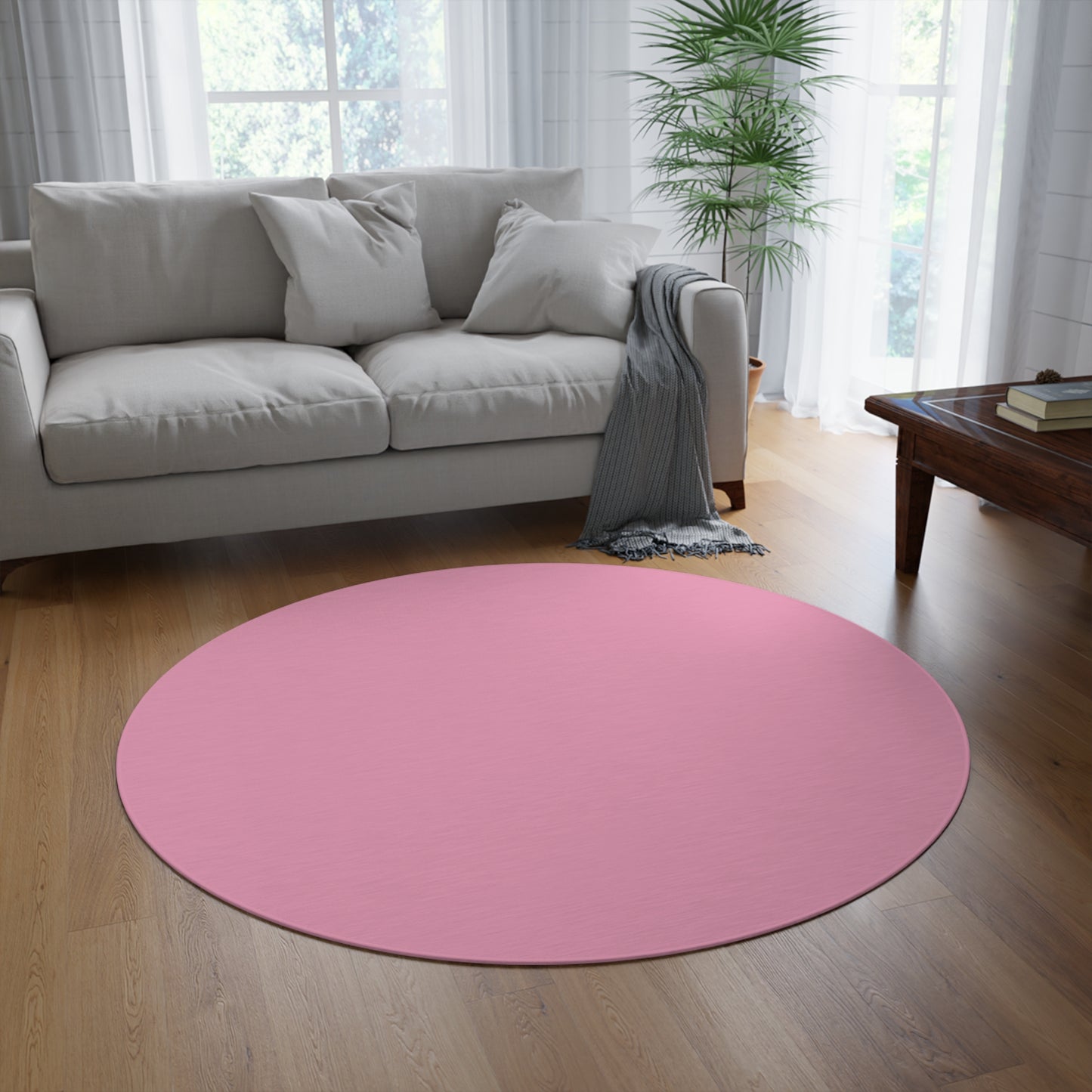 Light Pink Coordinated Round Rug 60 Inch Floor Rug Minimal Home Decor Living Room Rug