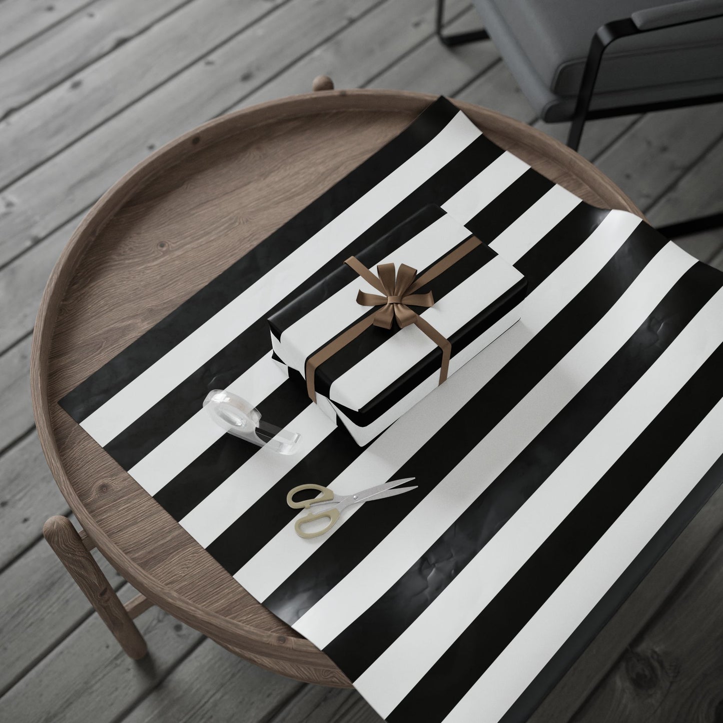 Black Stripe Wrapping Paper, Glossy or Mat (3 Sizes)