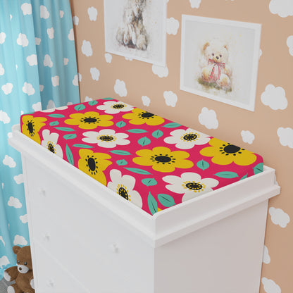 Happy Flower Baby Changing Pad Cover Retro Daisy Nursery Changing Pad Cover