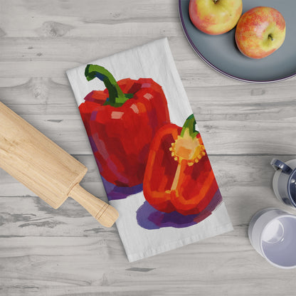Red Pepper Kitchen Tea Towel Cotton Dish Towel Vegetable Design Decorative Towel
