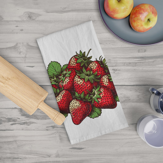 Strawberry Kitchen Tea Towel Cotton Dish Towel Fruit Design Decorative Towel