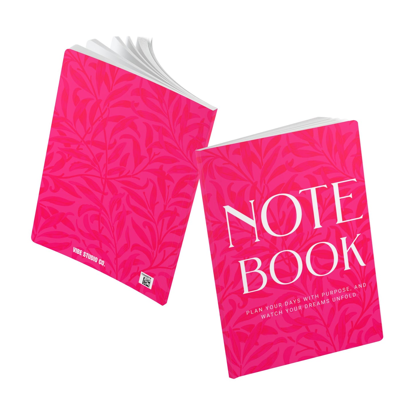 Pink Leaves A5 Lined Journal Minimal Botanical Notebook | Coordinated Collection