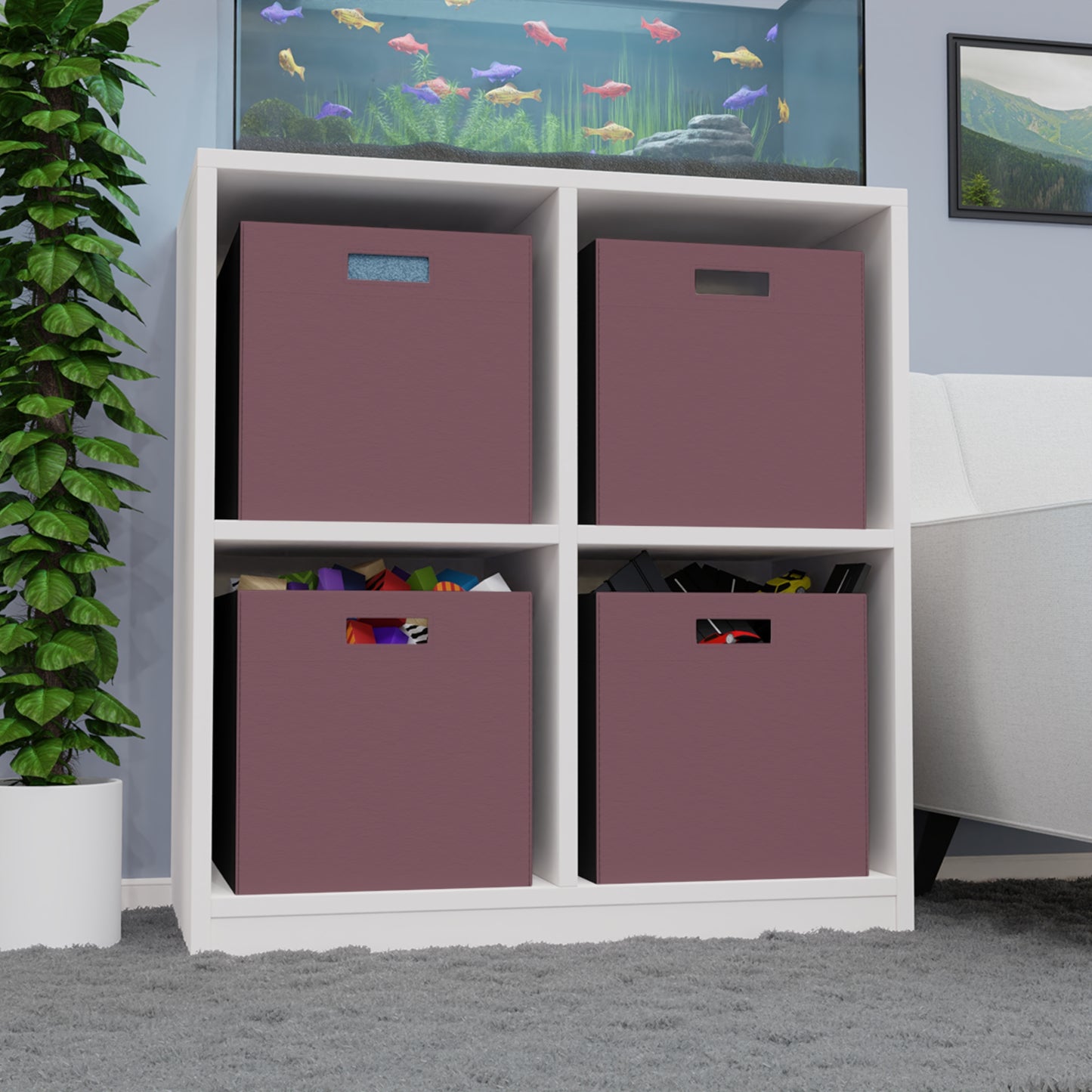 Mauve Felt Storage Box Foldable Organizer Bin Home Storage Basket