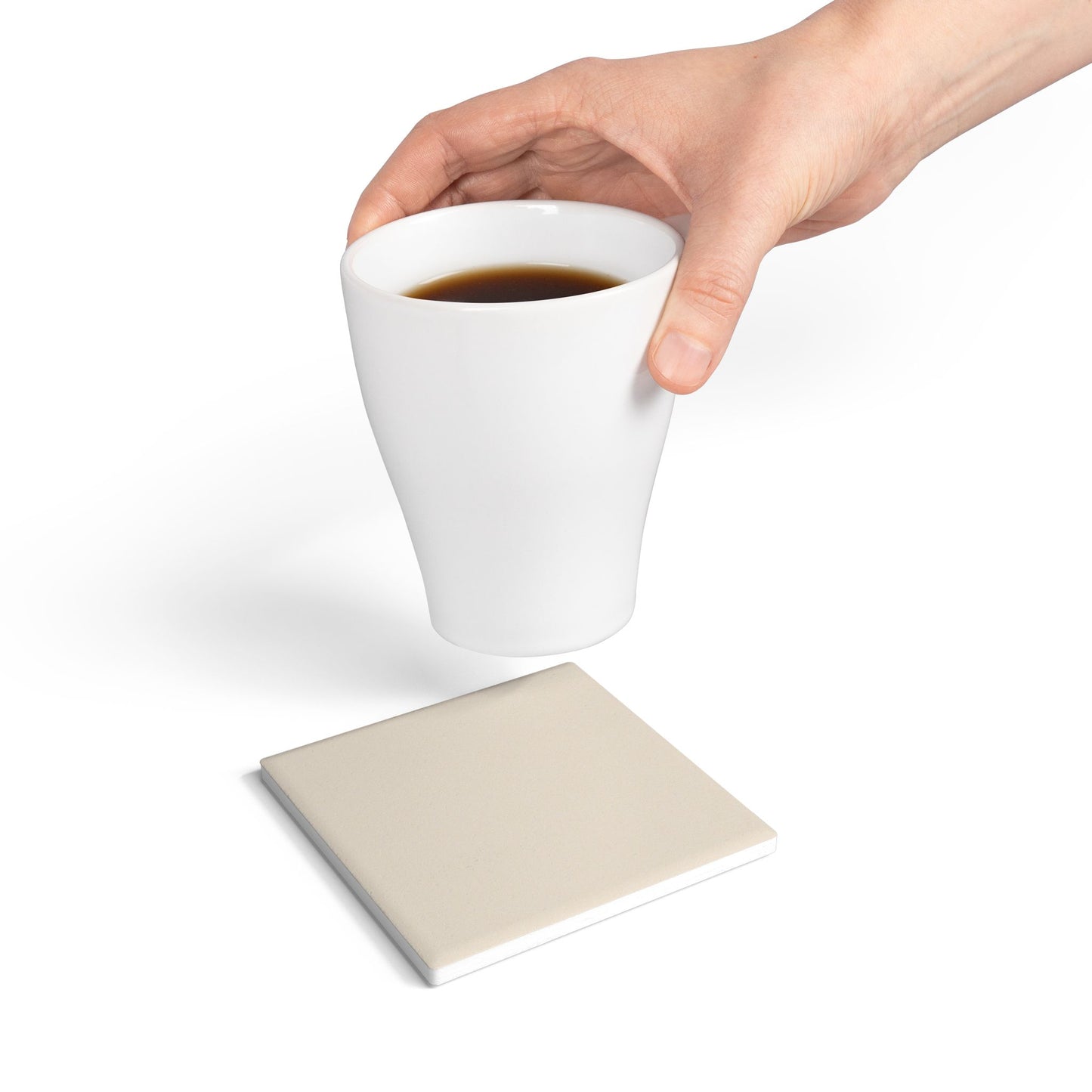 Latte Cream Ceramic Coaster Round or Square | Coordinated Collection