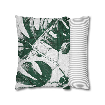 Monstera Leaf Green Canvas Pillow Cover 20x20