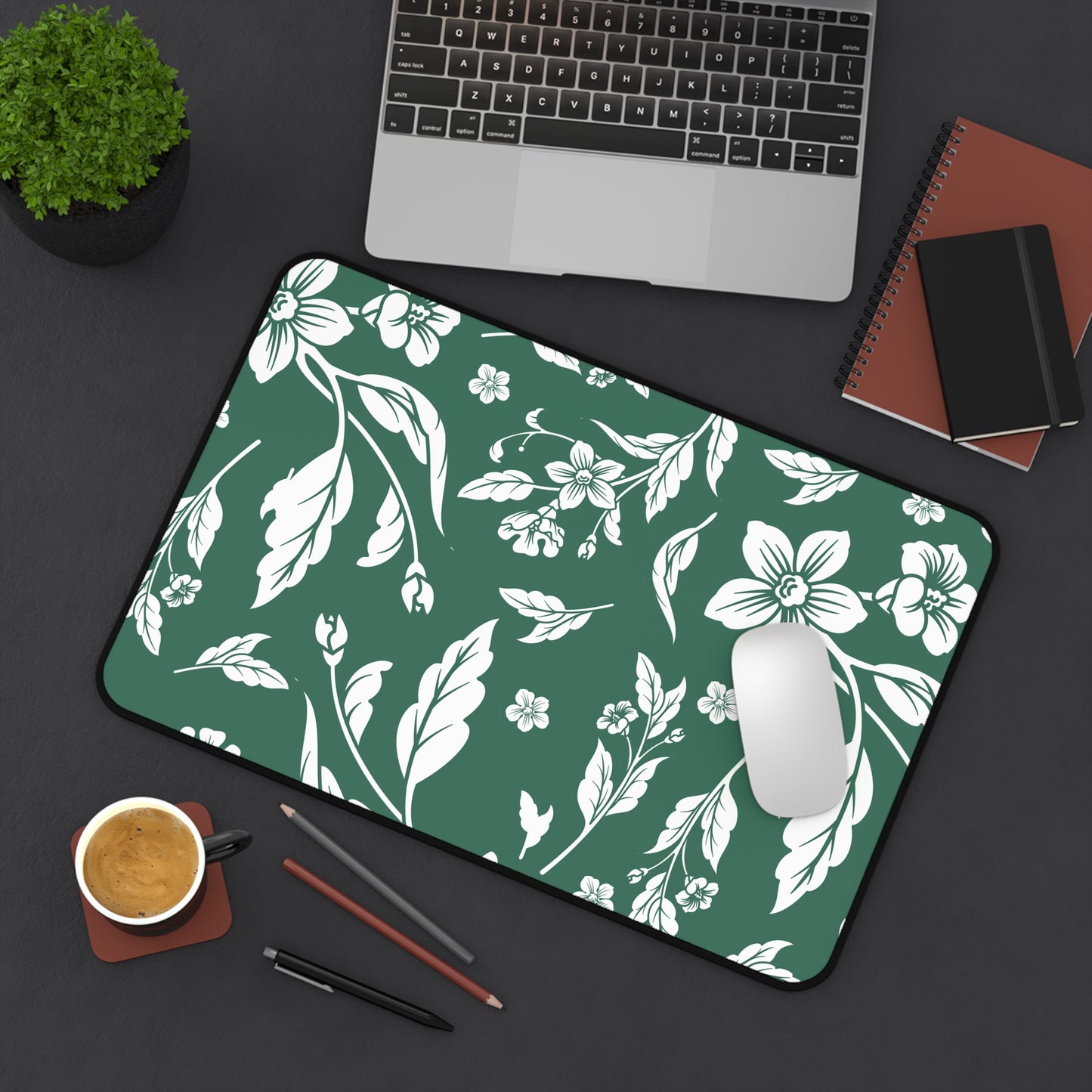 Leaf Green Floral Desk Pad (12x18, 12x22 or 16x32)