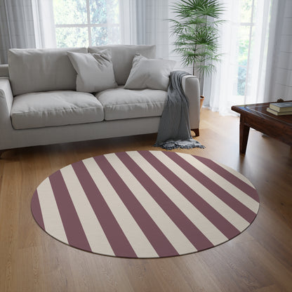 Mauve Stripe Round Rug 60 Inch Striped Area Rug Neutral Modern Home Decor