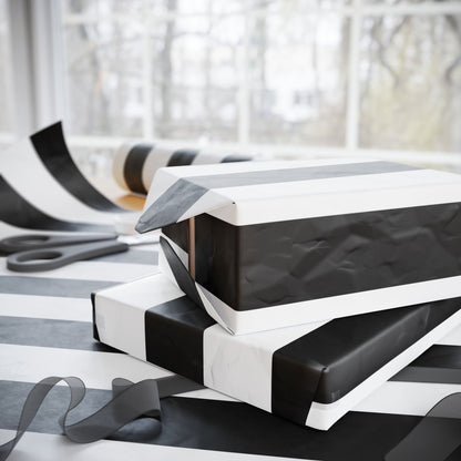 Black Stripe Wrapping Paper, Glossy or Mat (3 Sizes)