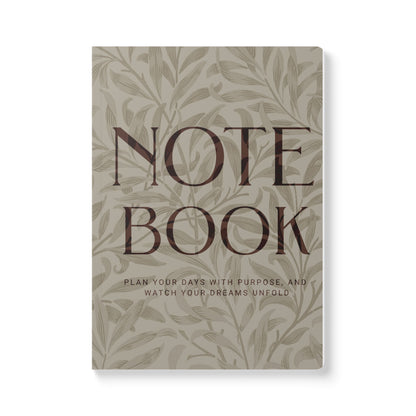 Warm Stone Leaves A5 Lined Journal Minimal Botanical Notebook | Coordinated Collection