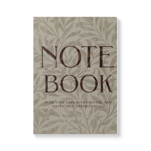 Warm Stone Leaves A5 Lined Journal Minimal Botanical Notebook | Coordinated Collection
