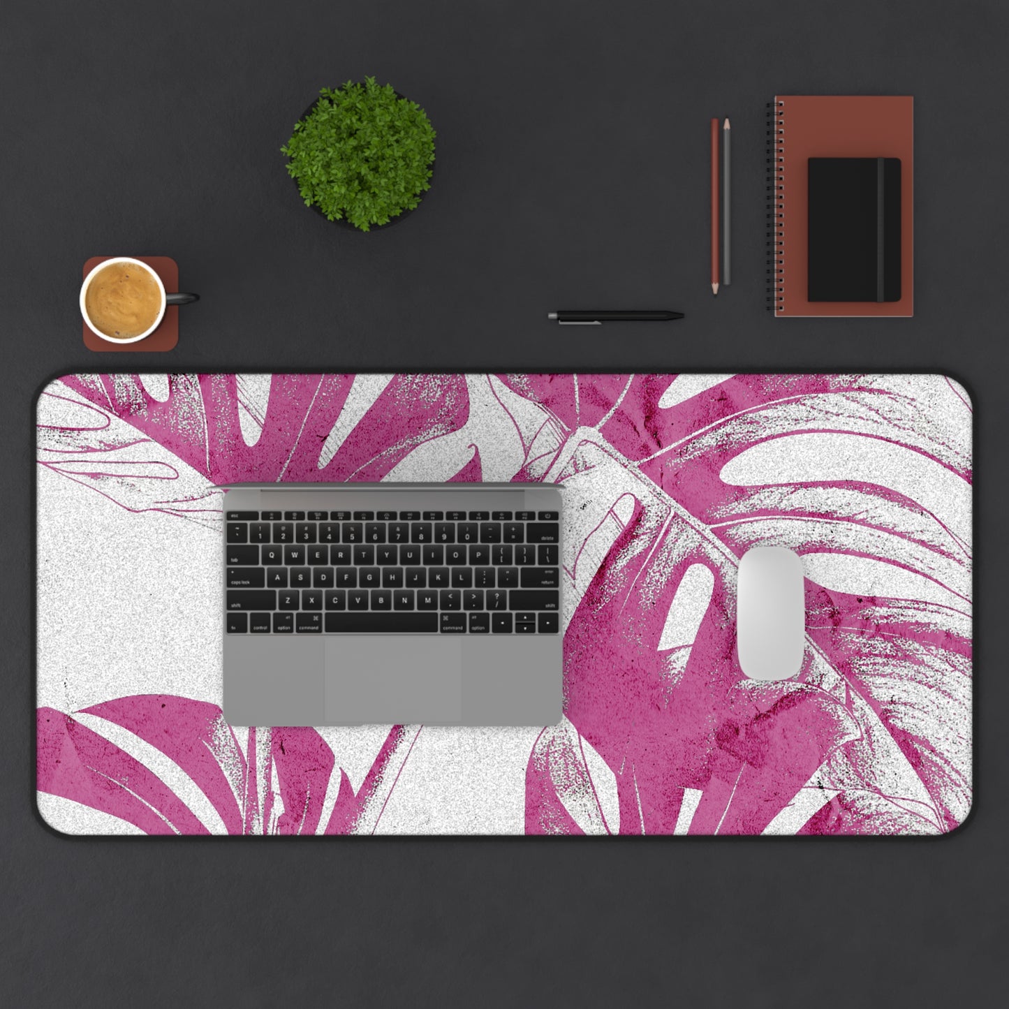 Monstera Leaf Lilac Wine Desk Pad