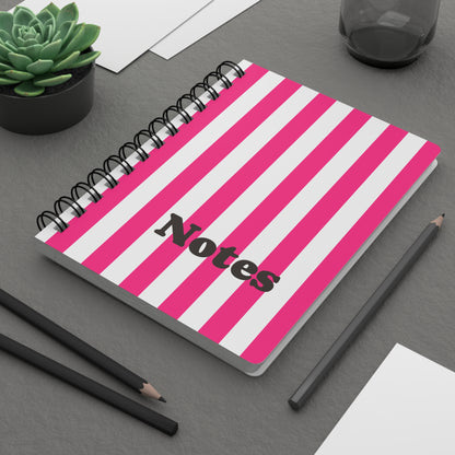 Pink Stripe Spiral Journal Pink and White Striped Notebook Lined Journal