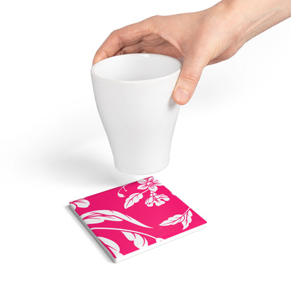 Pink Floral Ceramic Coaster Coordinated Collection