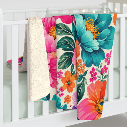 Dreamy Floral Sherpa Blanket 3 Sizes Floral Throw Blanket