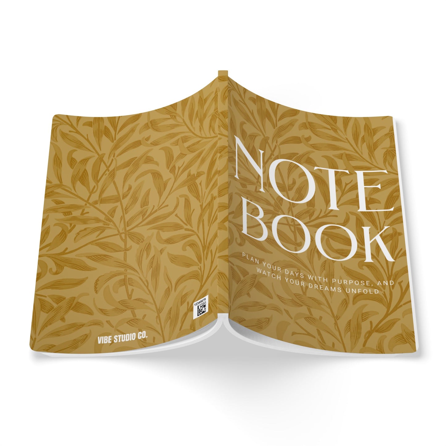 Muted Gold Leaves A5 Lined Journal Minimal Botanical Notebook | Coordinated Collection