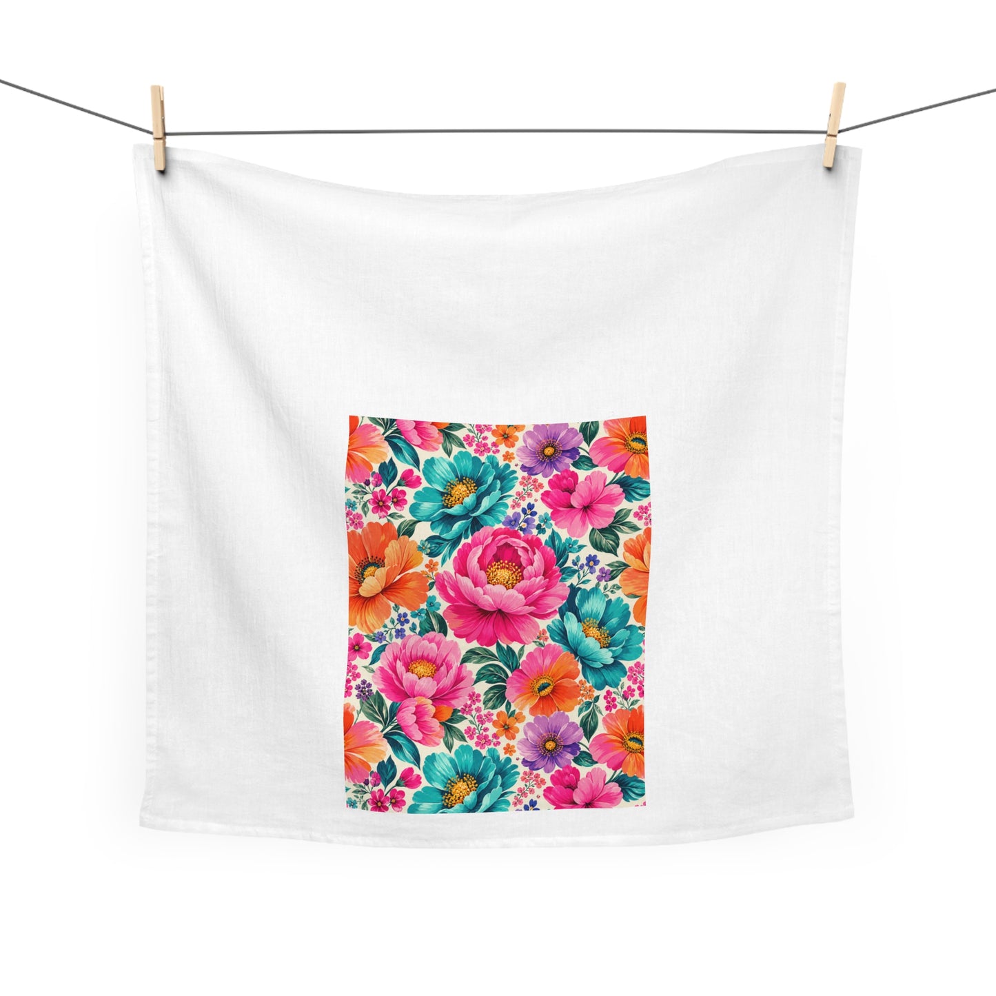 Dreamy Floral Cotton Tea Towel 28 x 28 Floral Kitchen Towel