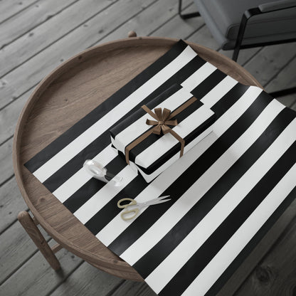 Black Stripe Wrapping Paper, Glossy or Mat (3 Sizes)