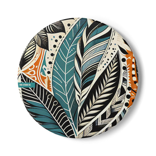 Botanical Leaves Blue Ceramic Coaster Modern Botanical Drink Coaster