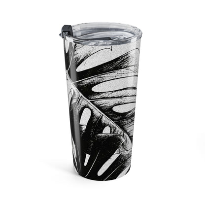 Monstera Leaf Black White 20 oz Tumbler