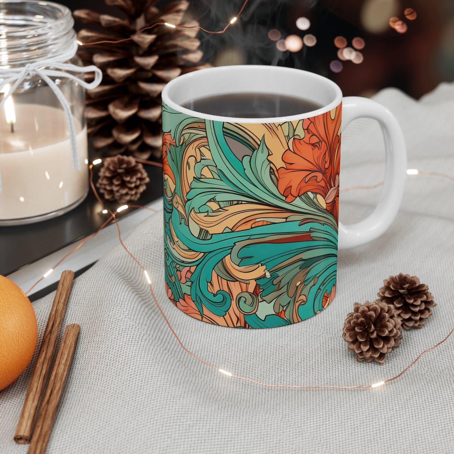 Coral Flourish Mug Coordinated Collection