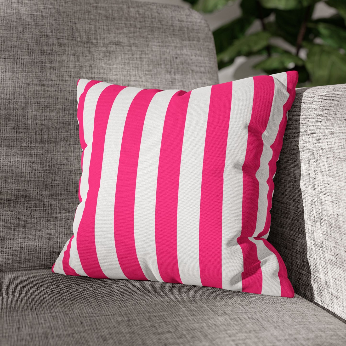 Pink Stripe Square Pillowcase 14 x 14 Pink Pillow Cover