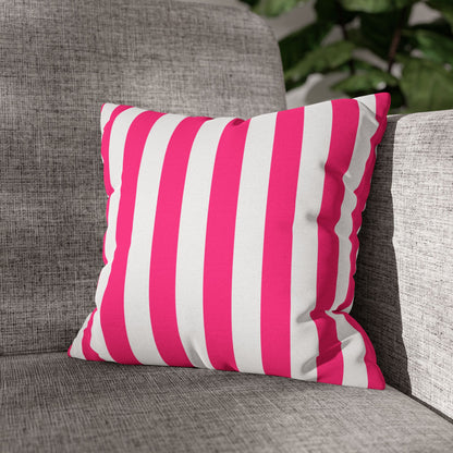 Pink Stripe Square Pillowcase 14 x 14 Pink Pillow Cover