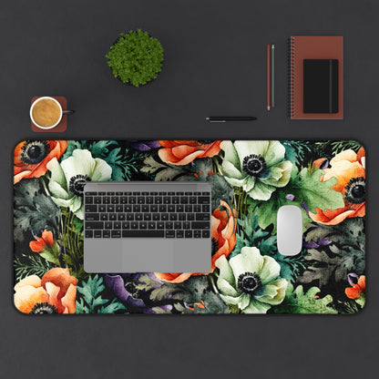 Decorated Floral Desk Pad  Botanical Floral Desk Mat Office Decor (12x18, 12x22, 16x32)