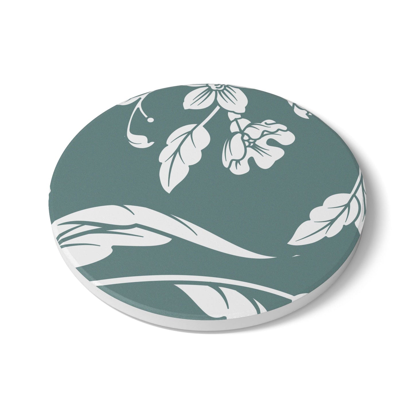 Dusty Blue Floral Ceramic Coaster Coordinated Collection