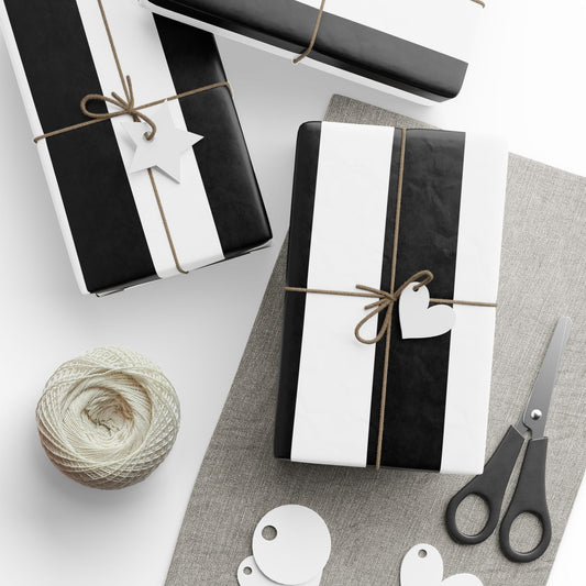 Black Stripe Wrapping Paper, Glossy or Mat (3 Sizes)