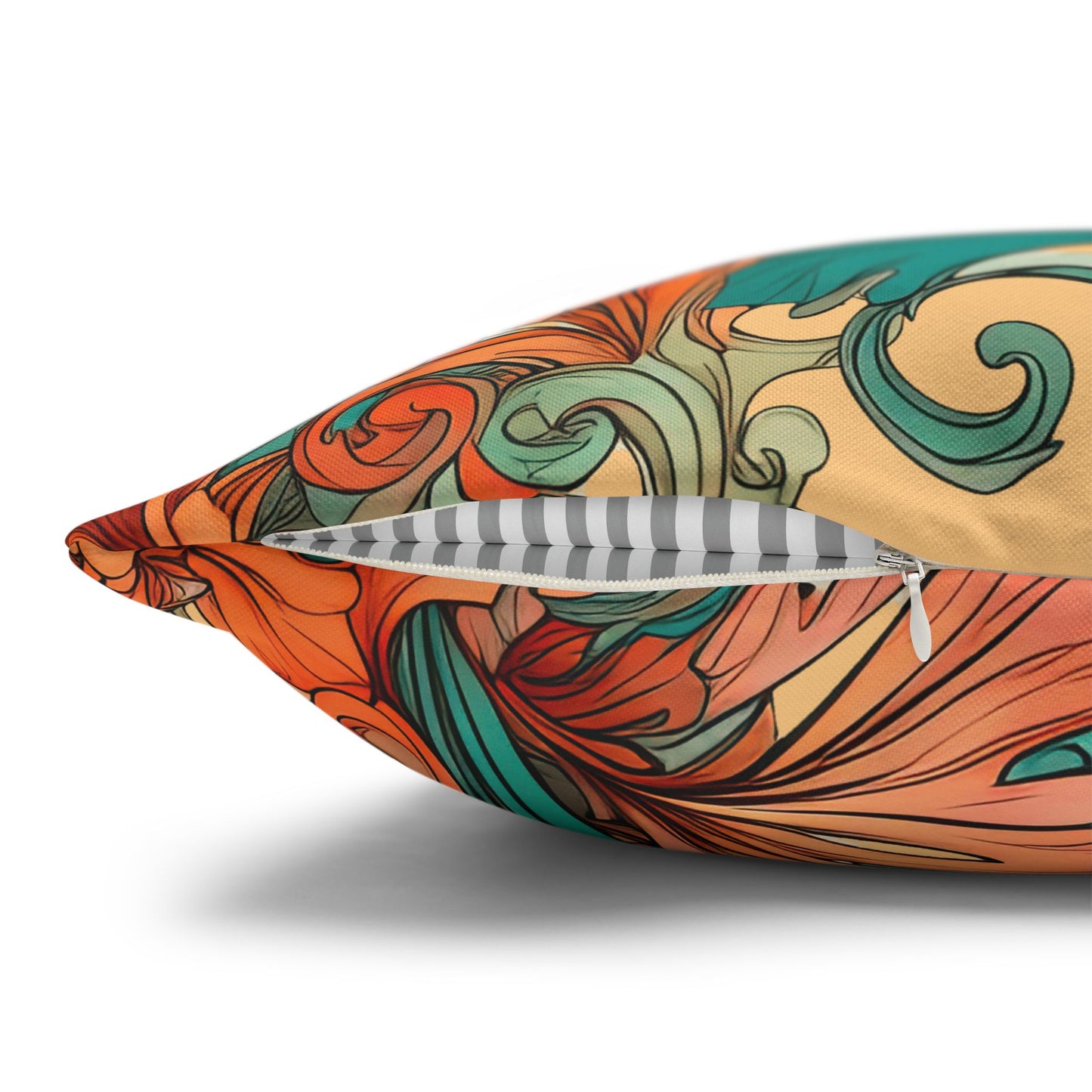 Coral Flourish Canvas Pillow Cover 20x20