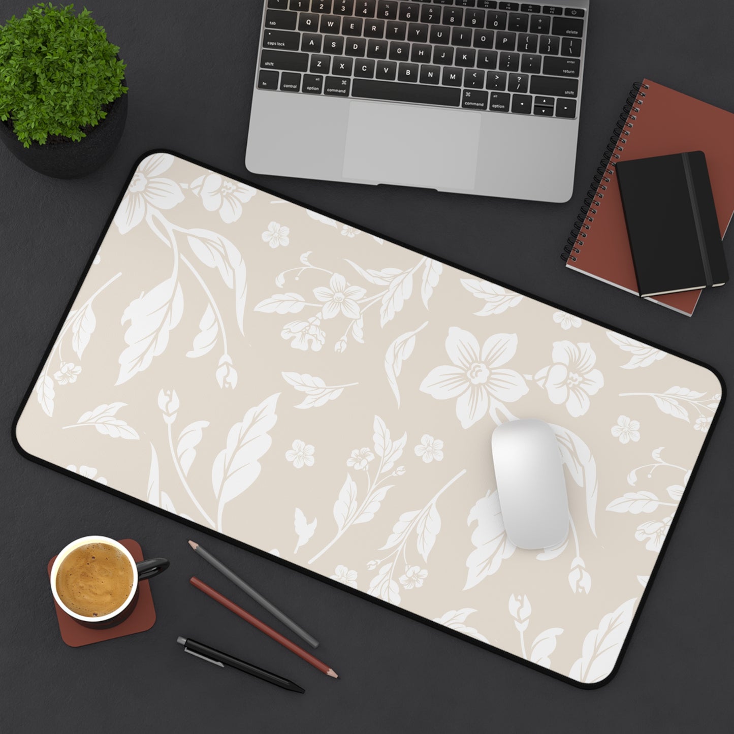 Cream Latte Floral Desk Pad (12x18, 12x22 or 16x32)
