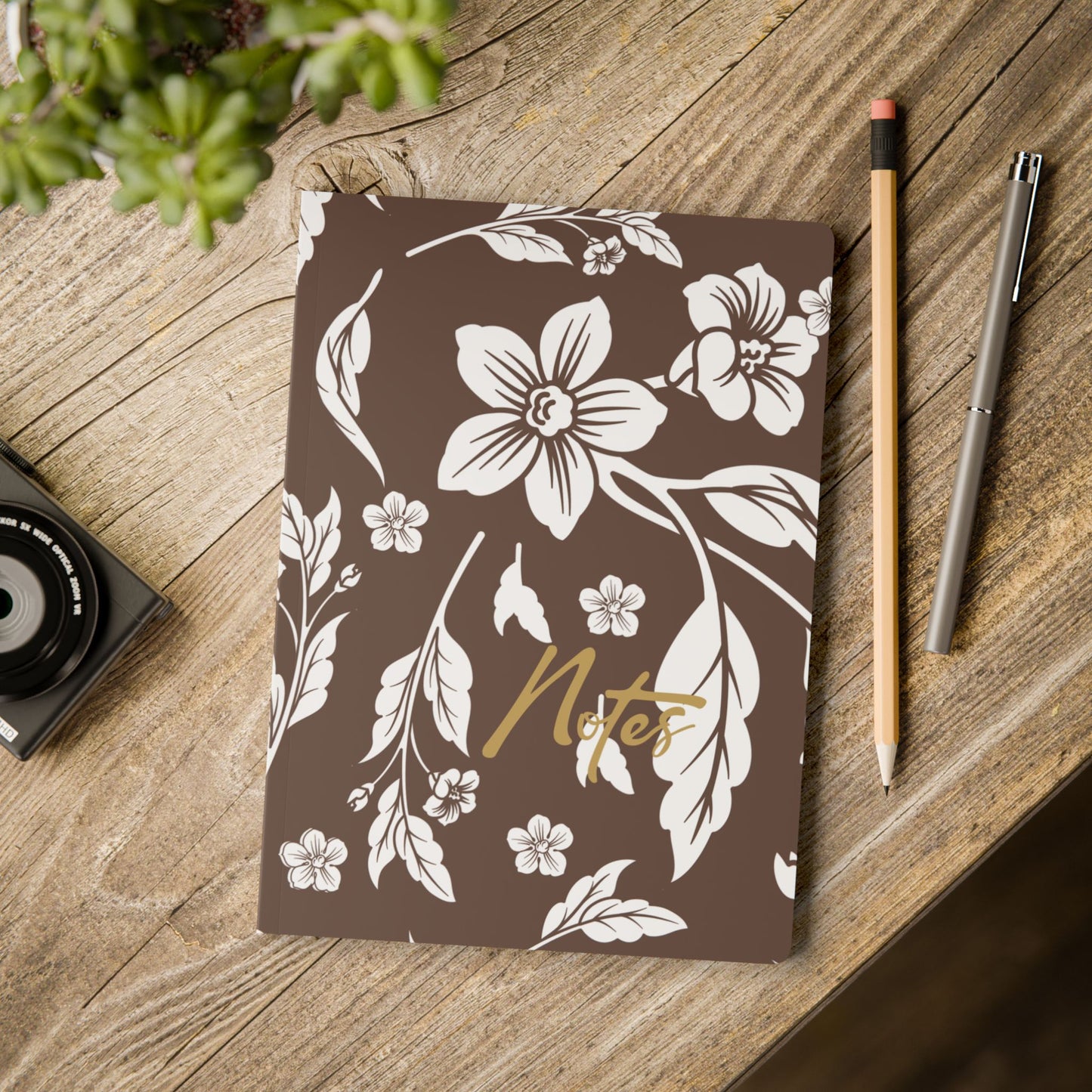Chocolate Brown Floral A5 Lined Journal Coordinated Collection