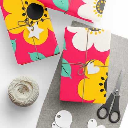 Happy Flower Wrapping Paper Retro Daisy Gift Wrap