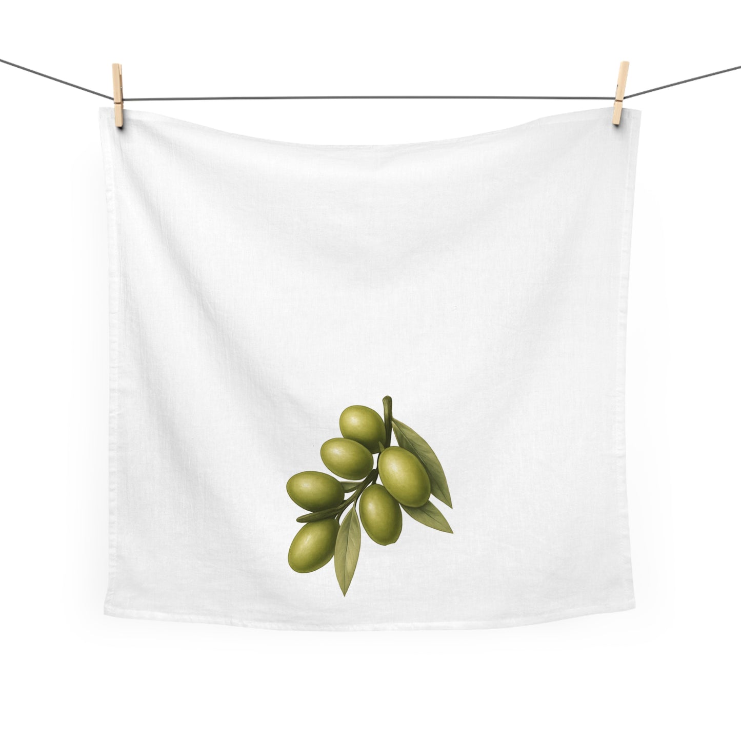 Olive Branch Kitchen Tea Towel Mediterranean Kitchen Decor Minimalist Cotton Dish Towel