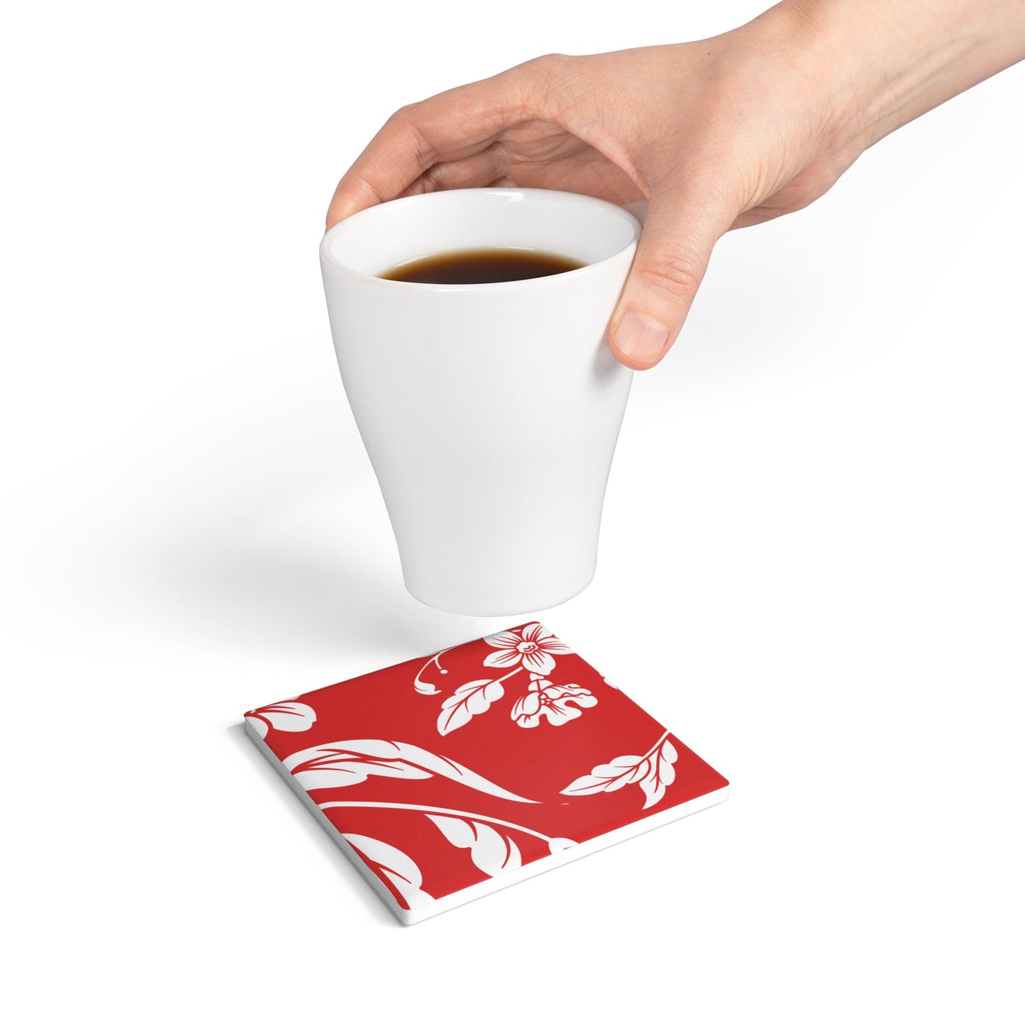 True Red Floral Ceramic Coaster Coordinated Collection