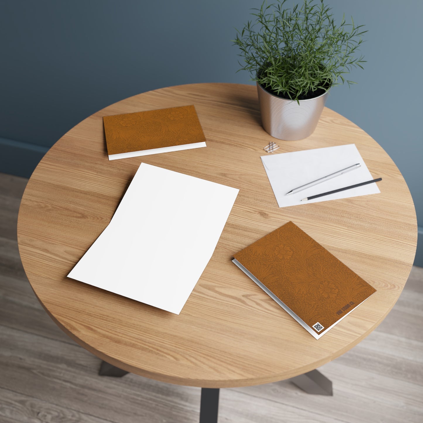 Saddle Tan Note Cards Minimal Botanical Stationery Set