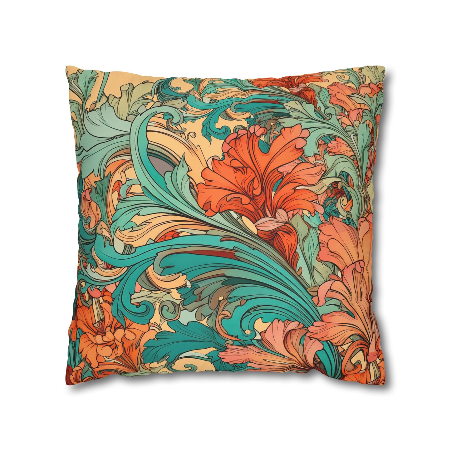 Coral Flourish Canvas Pillow Cover 20x20