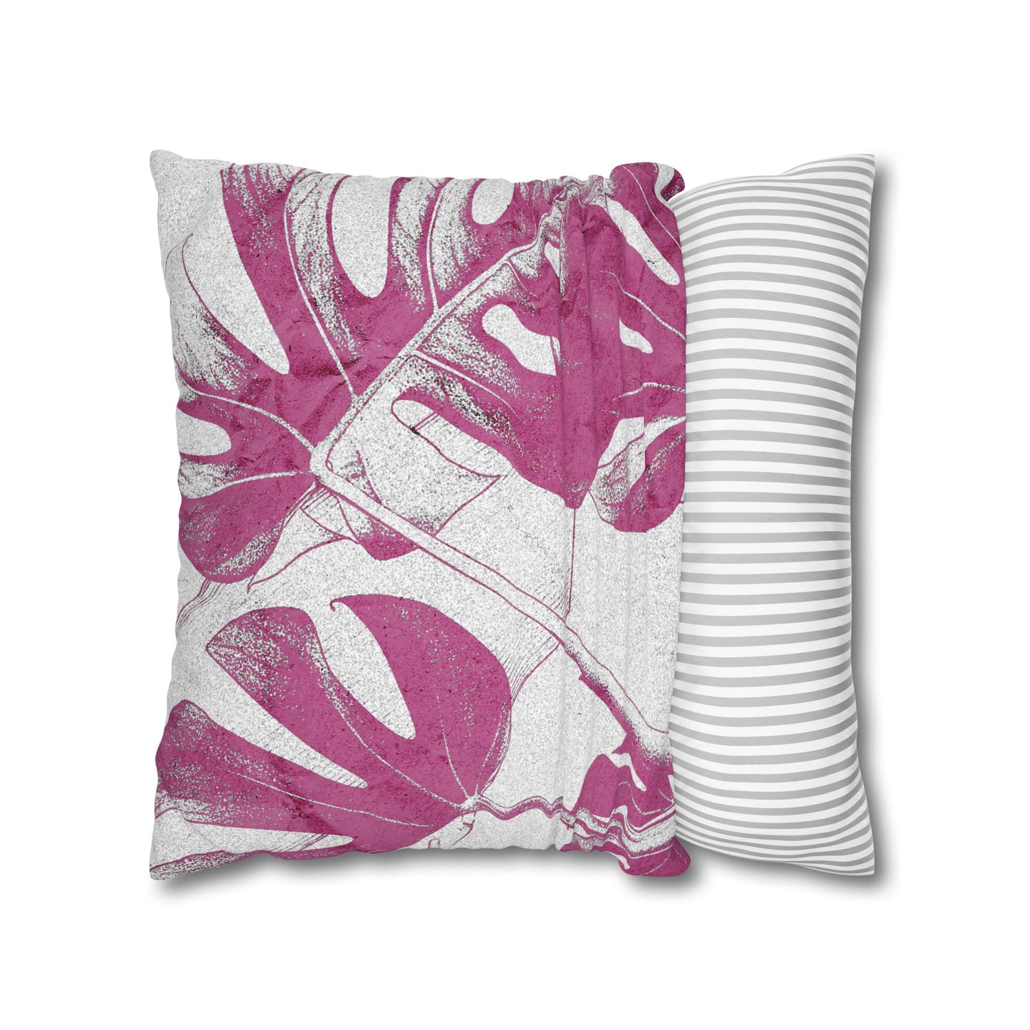 Monstera Leaf Lilac Wine Canvas Pillow Cover 20x20
