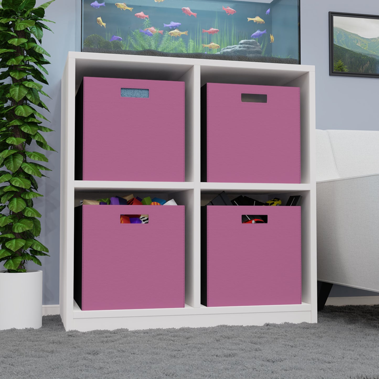 Lilac Wine Felt Storage Box Foldable Organizer Bin Home Storage Basket