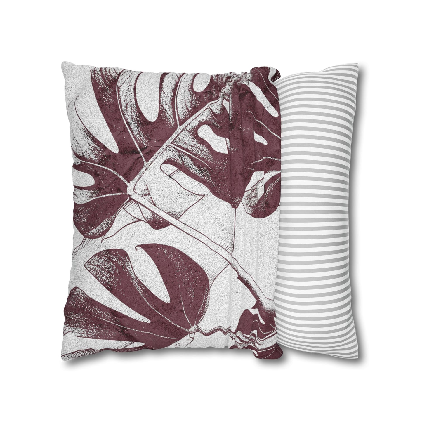 Monstera Leaf Mauve Canvas Pillow Cover 20x20